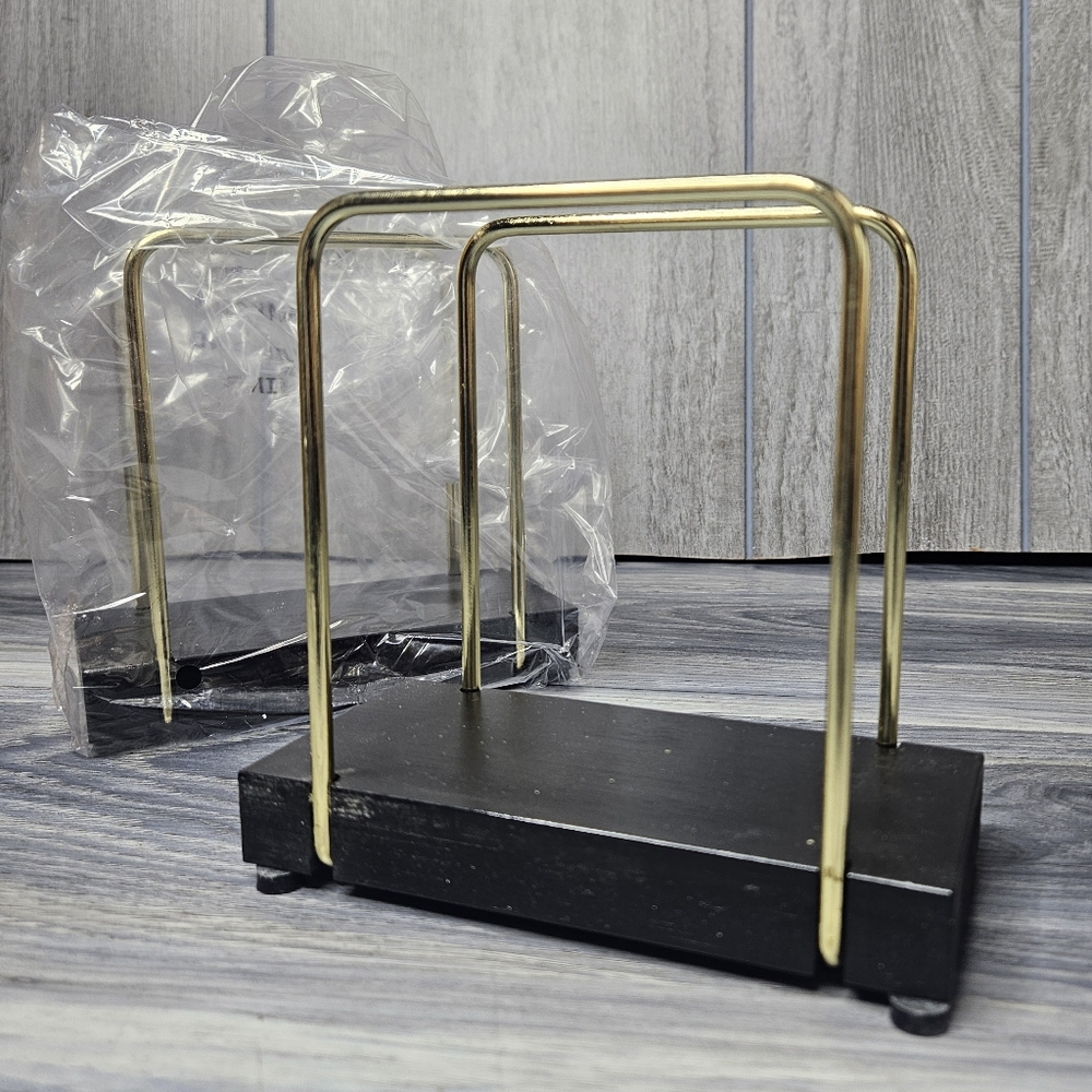 Black and Gold Napkin Holder Set Of 2 In 1 Box Elegant Design